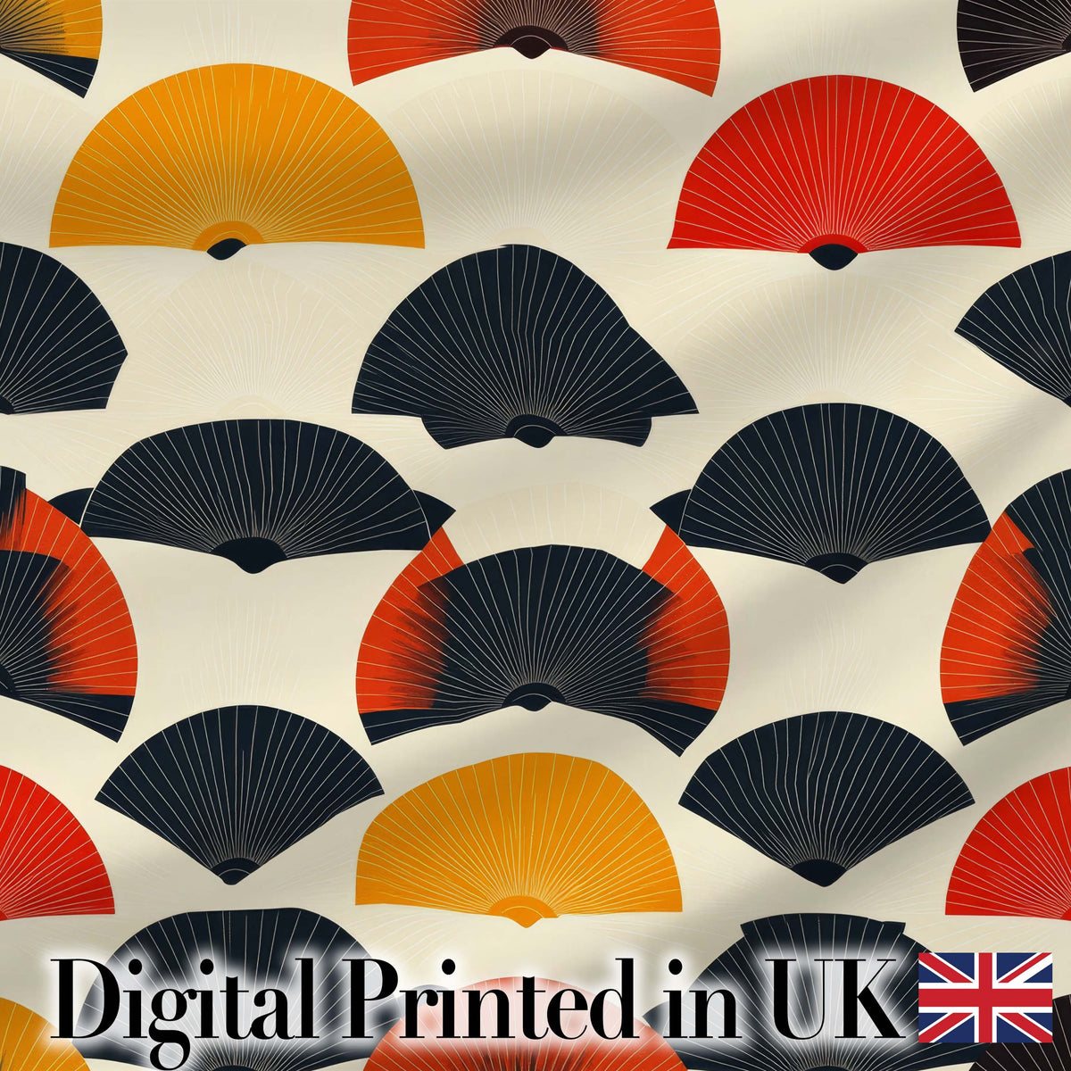 Abstract Japanese Folding Fan Minimal Seamless Pattern Digital Print Fabric by the Metre UK Sewing Quilting Textile