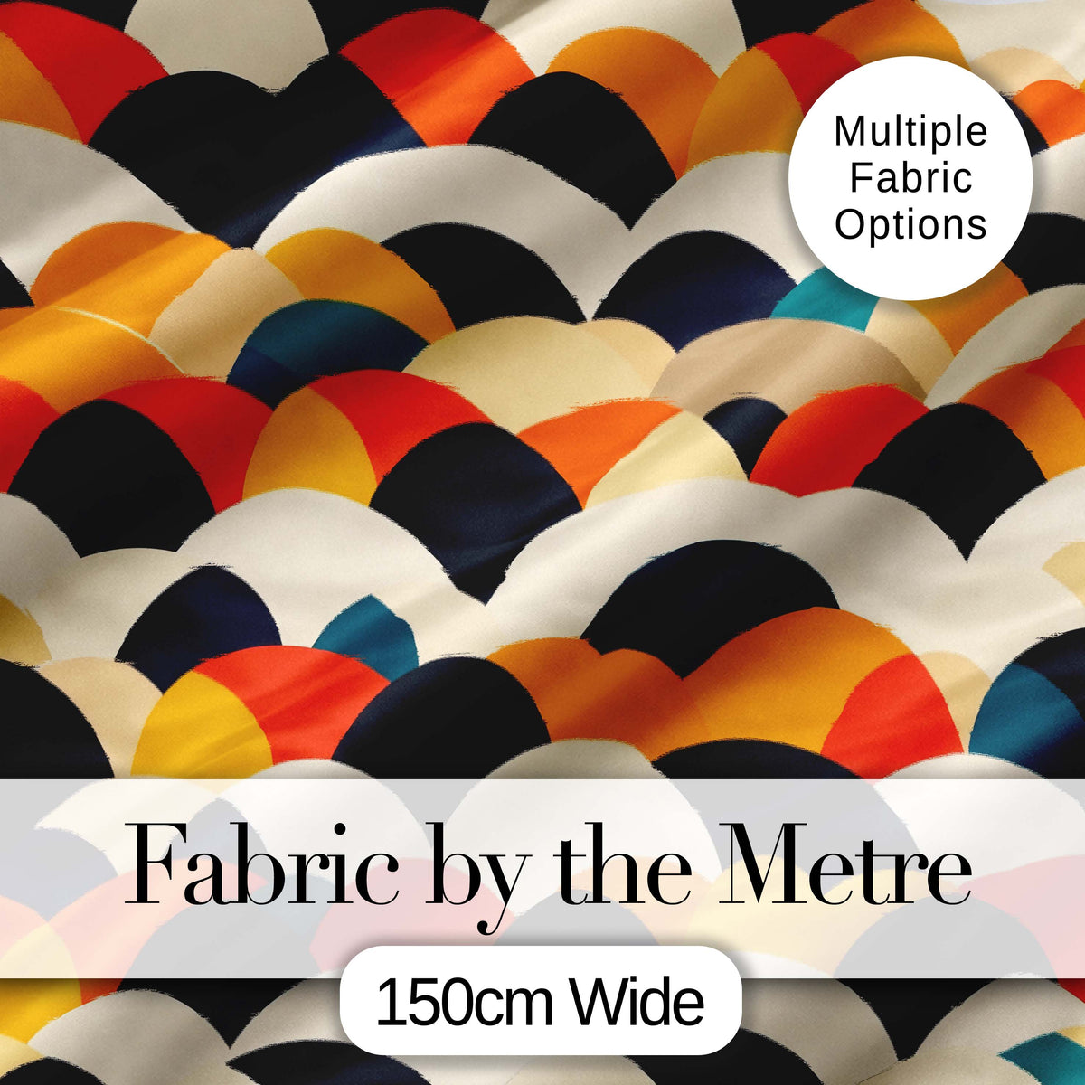Abstract Scallop Wave Hills Seamless Pattern Digital Print Fabric by the Metre UK Sewing Quilting Textile