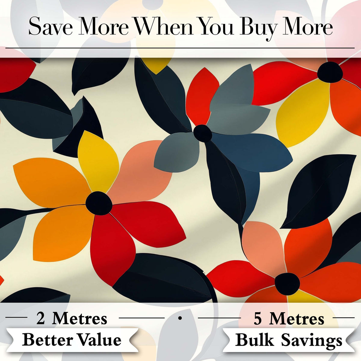 Abstract Floral Petal Leaves Modern Seamless Pattern Digital Print Fabric by the Metre UK Sewing Quilting Textile