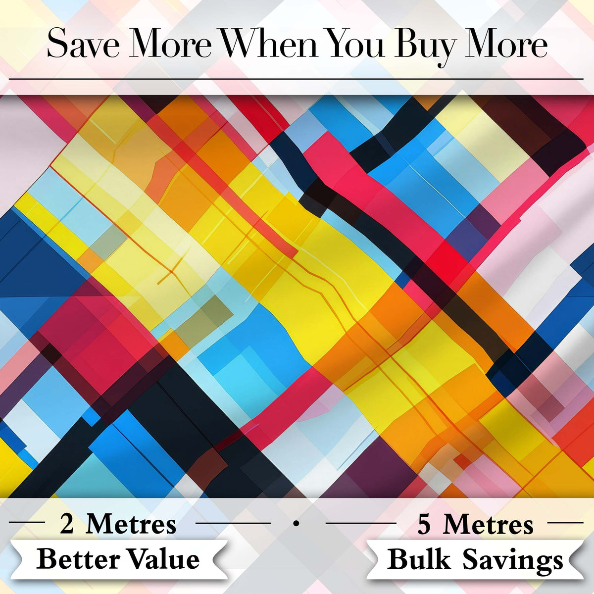 Abstract Colorful Geometric Plaid Overlay Seamless Pattern Digital Print Fabric by the Metre UK Sewing Quilting Textile