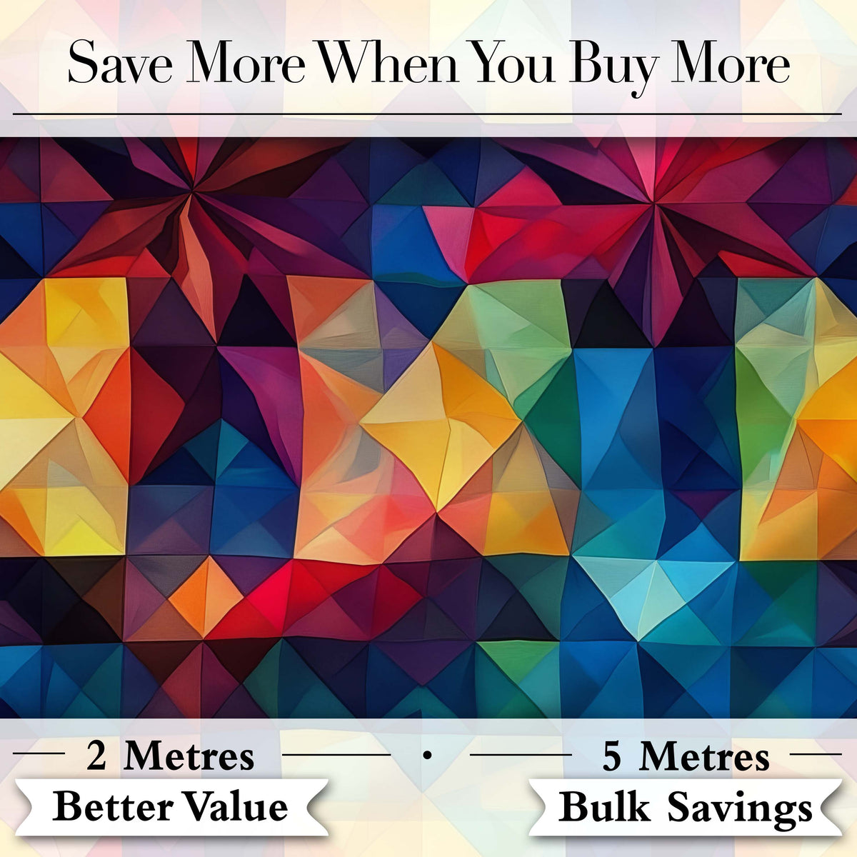 Abstract Vibrant Polygon Crystal Shapes Seamless Pattern Digital Print Fabric by the Metre UK Sewing Quilting Textile