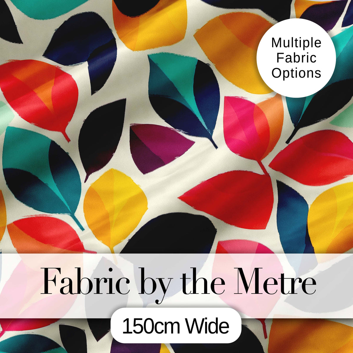 Abstract Bright Leaf Shapes Contemporary Seamless Pattern Digital Print Fabric by the Metre UK Sewing Quilting Textile