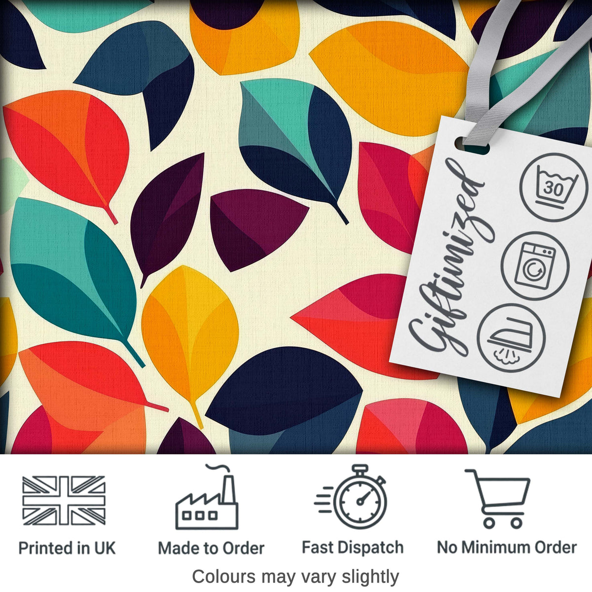 Abstract Bright Leaf Shapes Contemporary Seamless Pattern Digital Print Fabric by the Metre UK Sewing Quilting Textile