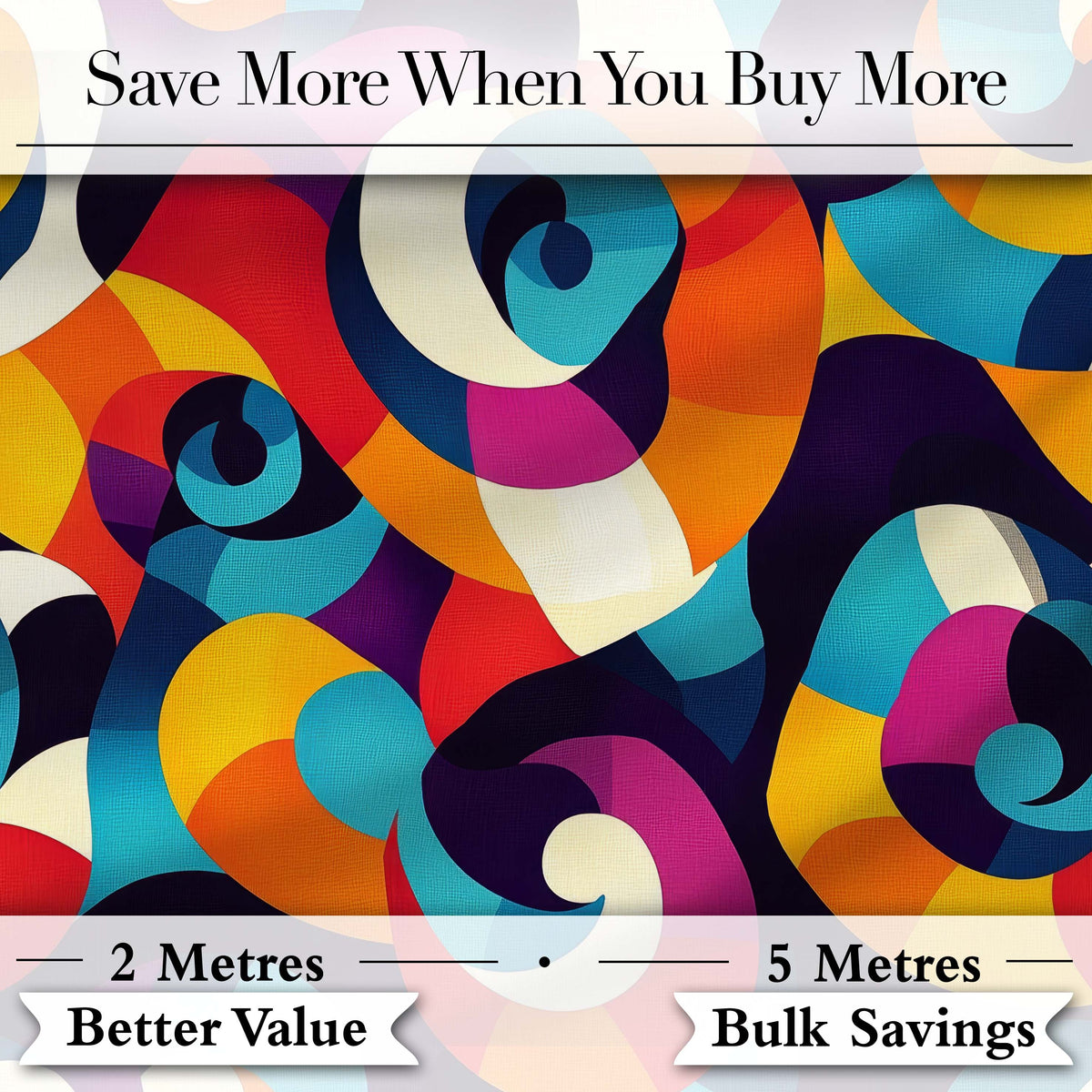 Abstract Colorful Spiral Swirl Geometry Seamless Pattern Digital Print Fabric by the Metre UK Sewing Quilting Textile