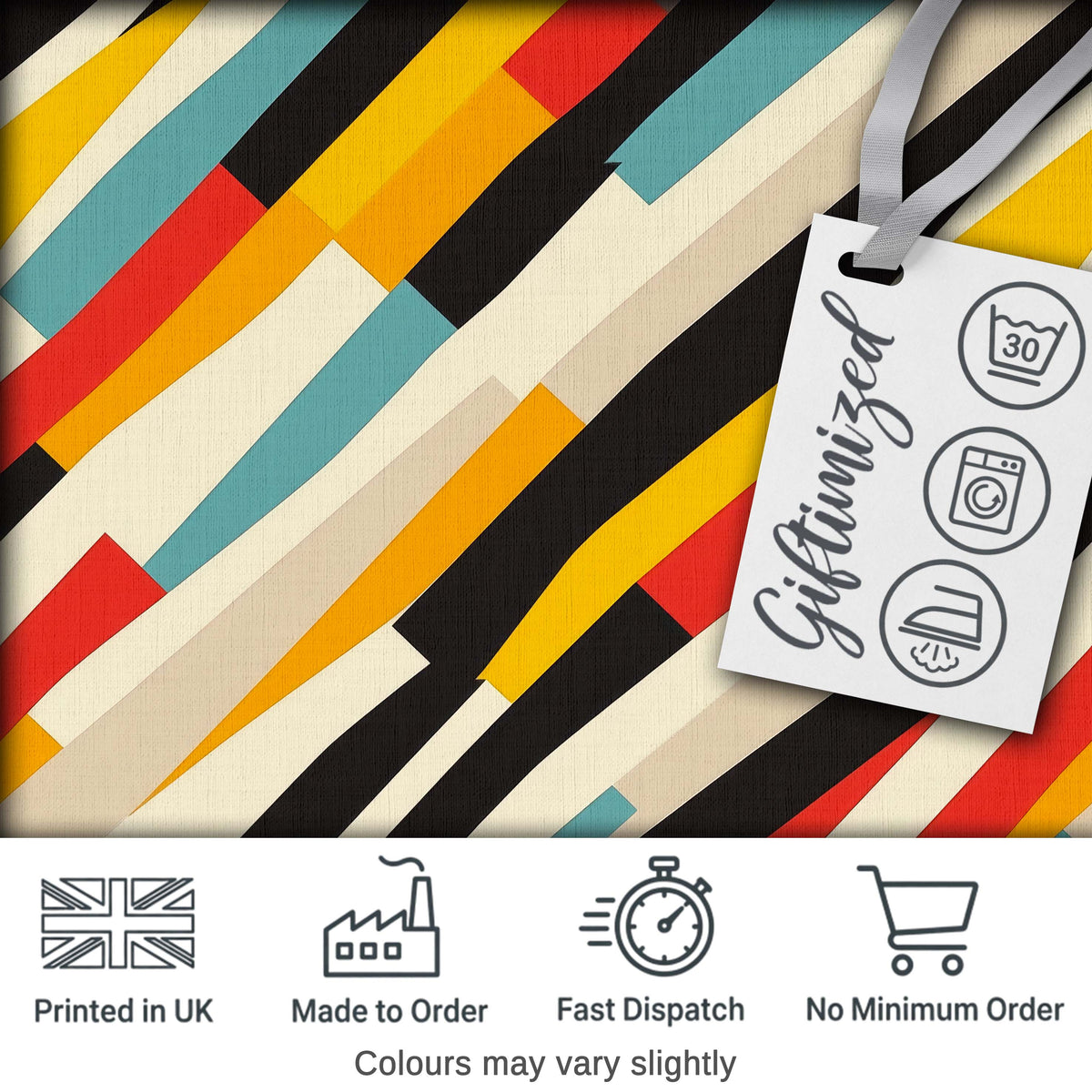 Abstract Diagonal Color Stripes Geometric Seamless Pattern Digital Print Fabric by the Metre UK Sewing Quilting Textile