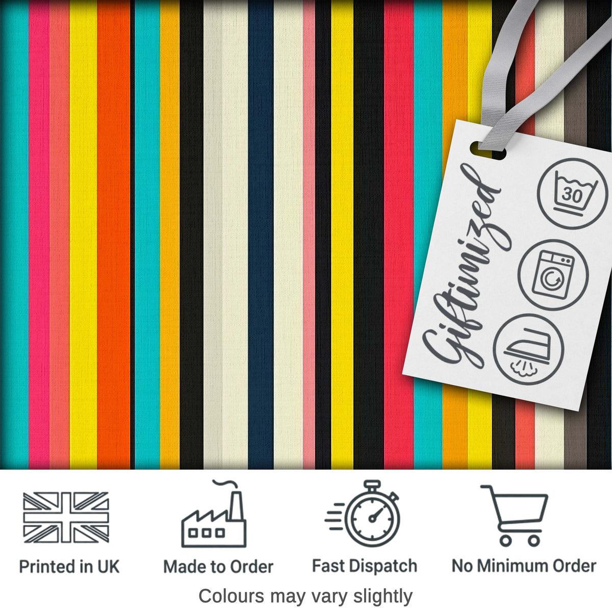 Abstract Vertical Multicolor Stripe Style Seamless Pattern Digital Print Fabric by the Metre UK Sewing Quilting Textile