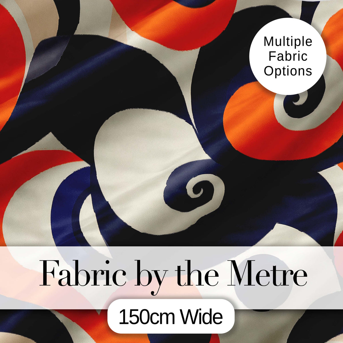 Abstract Organic Curved Shapes Bold Modern Seamless Pattern Digital Print Fabric by the Metre UK Sewing Quilting Textile