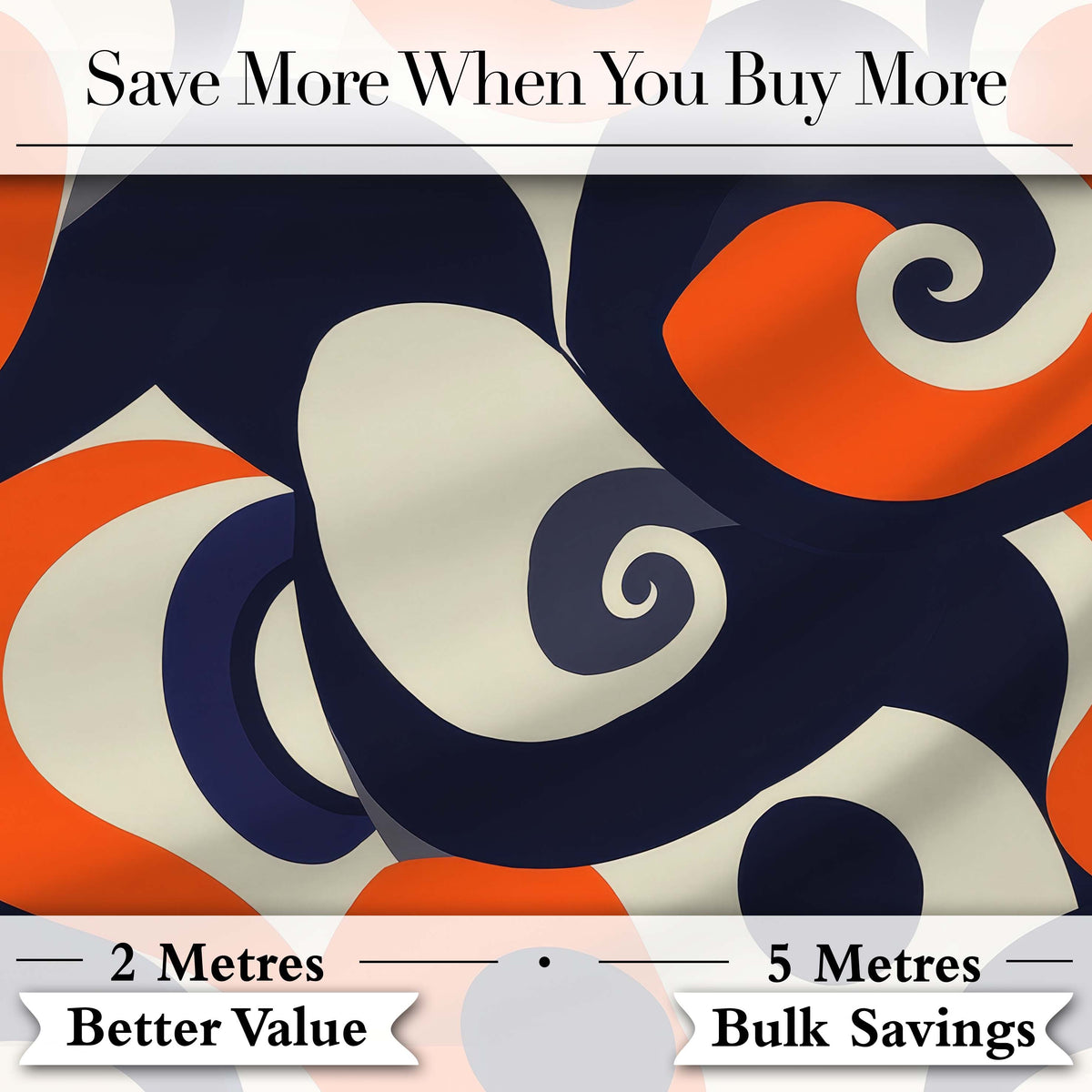Abstract Organic Curved Shapes Bold Modern Seamless Pattern Digital Print Fabric by the Metre UK Sewing Quilting Textile