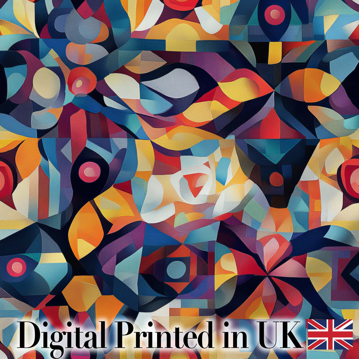 Abstract Cubist Mosaic Shapes Artistic Color Fusion Seamless Pattern Digital Print Fabric by the Metre UK Sewing Quilting Textile