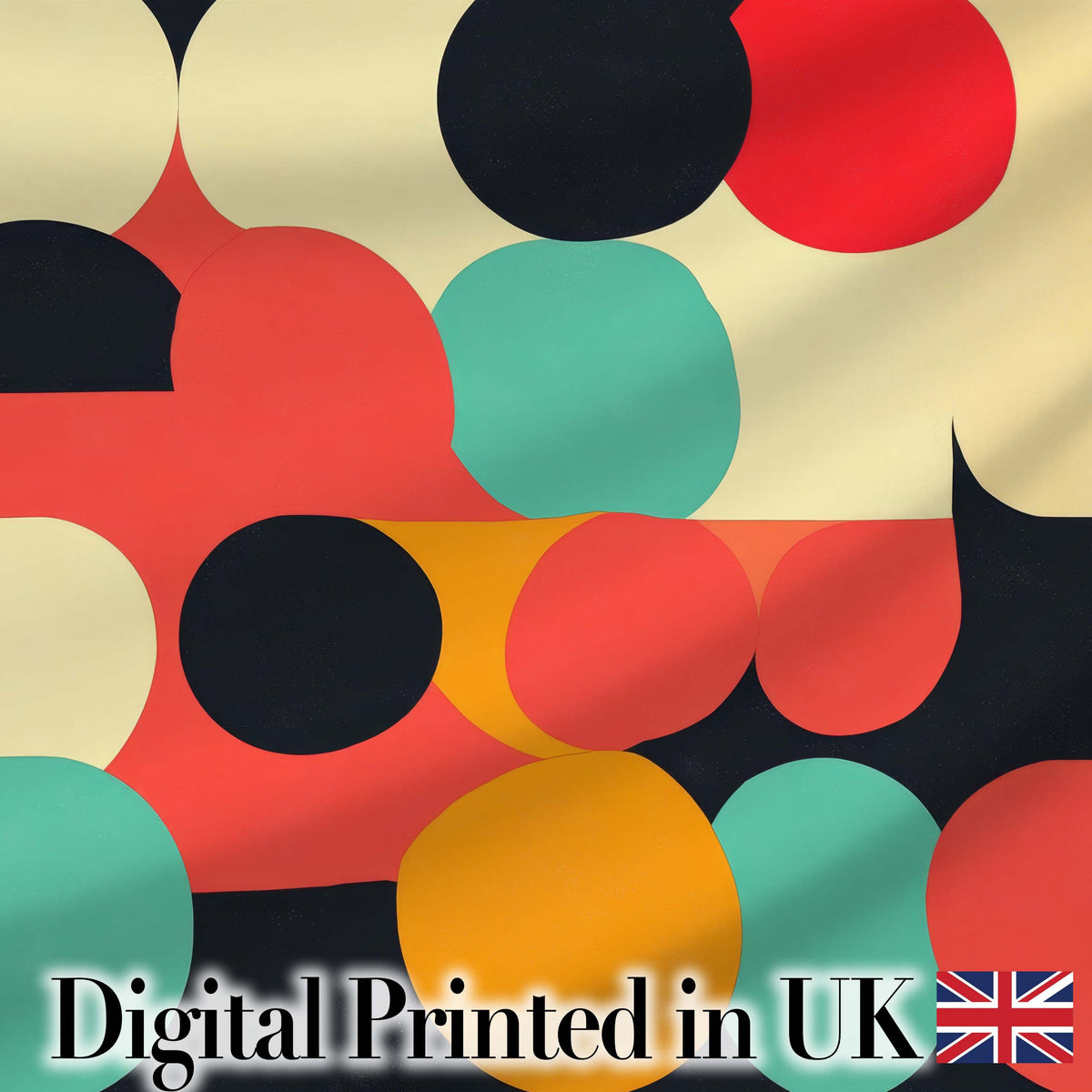 Abstract Bold Color Circle Pop Art Geometric Shapes Seamless Pattern Digital Print Fabric by the Metre UK Sewing Quilting Textile