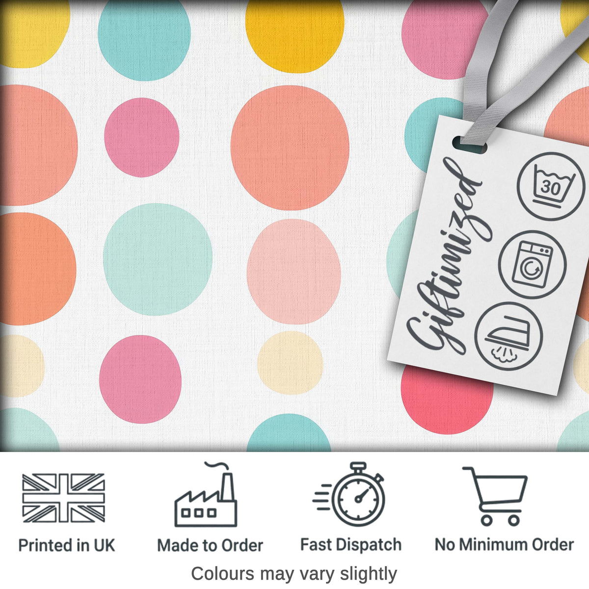 Abstract Pastel Polka Dot Soft Colorful Minimal Seamless Pattern Digital Print Fabric by the Metre UK Sewing Quilting Textile