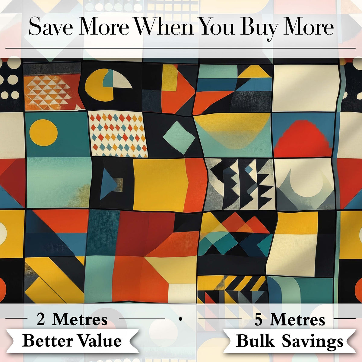 Abstract Modern Bauhaus Geometric Grid Color Block Seamless Pattern Digital Print Fabric by the Metre UK Sewing Quilting Textile