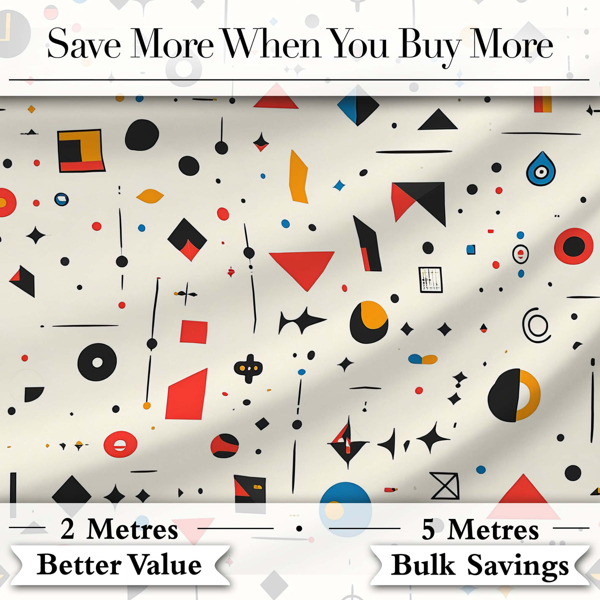 Abstract Minimal Scattered Geometric Shapes Modern Art Seamless Pattern Digital Print Fabric by the Metre UK Sewing Quilting Textile