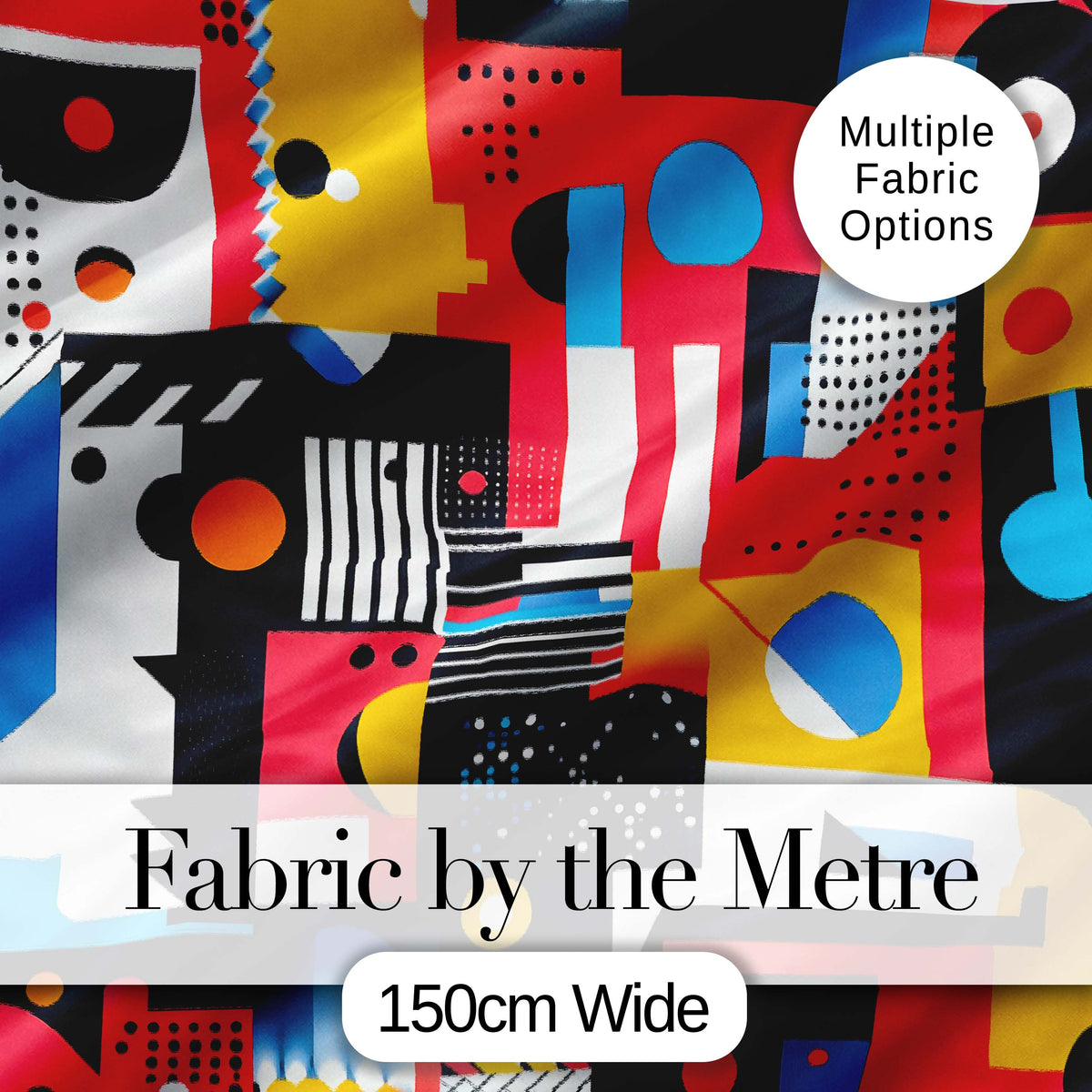 Abstract Bright Modern Graphic Shapes Bold Artistic Seamless Pattern Digital Print Fabric by the Metre UK Sewing Quilting Textile