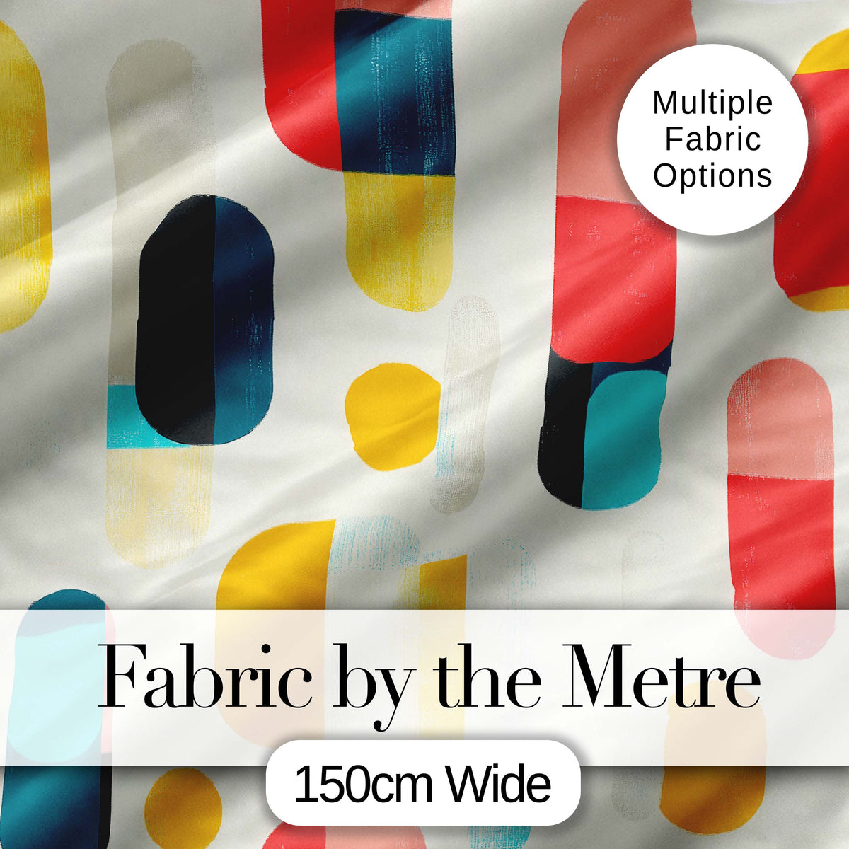 Abstract Textured Rounded Shapes Color Block Modern Seamless Pattern Digital Print Fabric by the Metre UK Sewing Quilting Textile