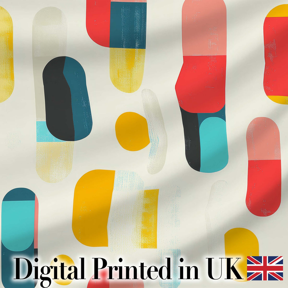 Abstract Textured Rounded Shapes Color Block Modern Seamless Pattern Digital Print Fabric by the Metre UK Sewing Quilting Textile