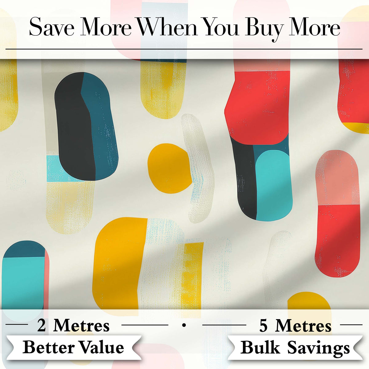Abstract Textured Rounded Shapes Color Block Modern Seamless Pattern Digital Print Fabric by the Metre UK Sewing Quilting Textile