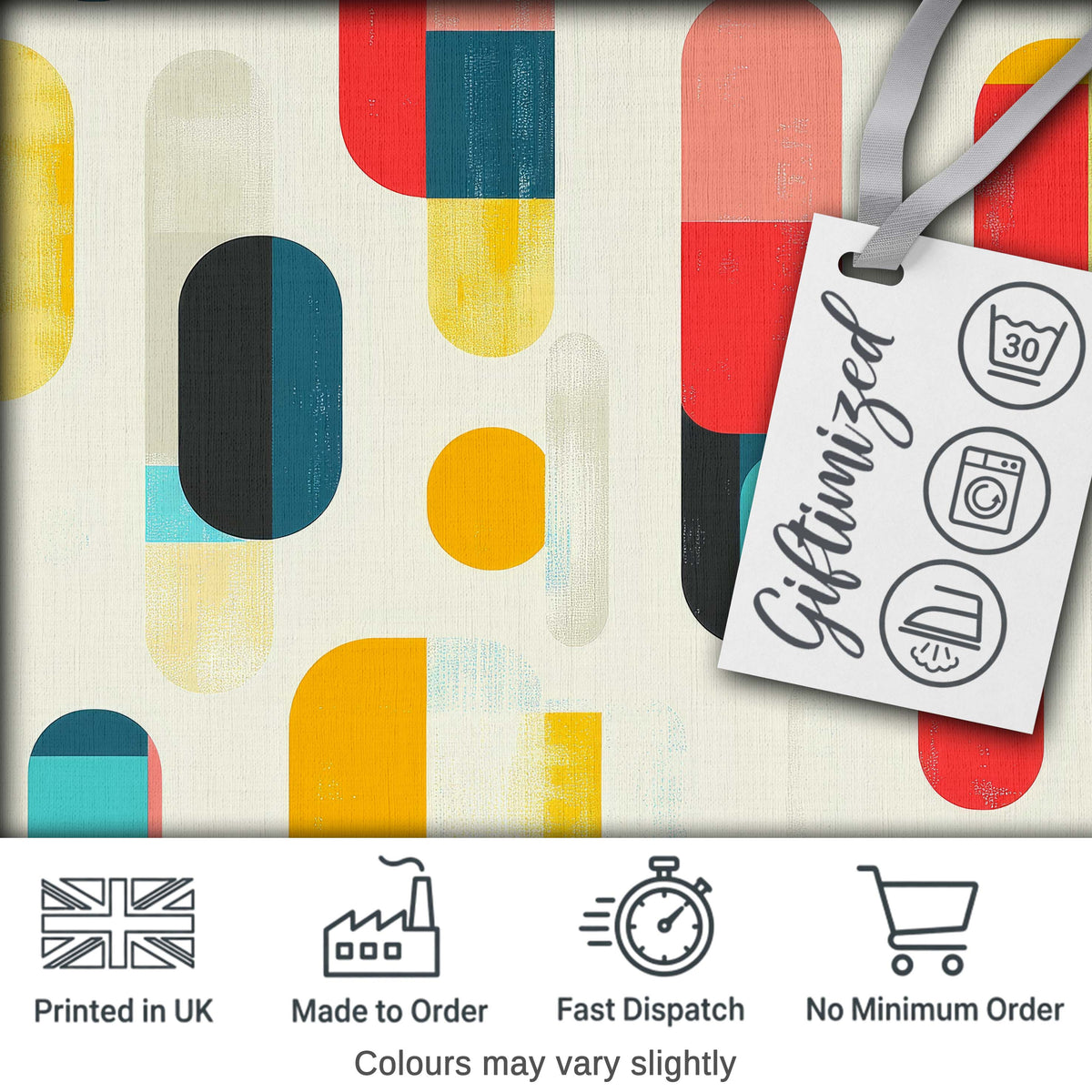 Abstract Textured Rounded Shapes Color Block Modern Seamless Pattern Digital Print Fabric by the Metre UK Sewing Quilting Textile