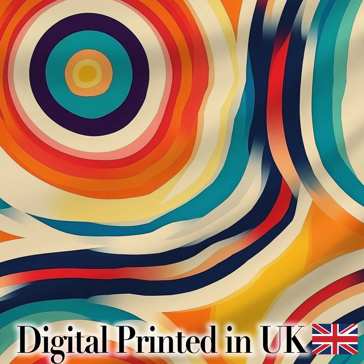 Abstract Wavy Layered Circular Lines Gradient Seamless Pattern Digital Print Fabric by the Metre UK Sewing Quilting Textile