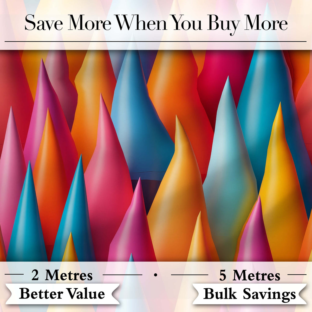 Abstract Colorful 3D Cone Shapes Modern Geometric Gradient Seamless Pattern Digital Print Fabric by the Metre UK Sewing Quilting Textile