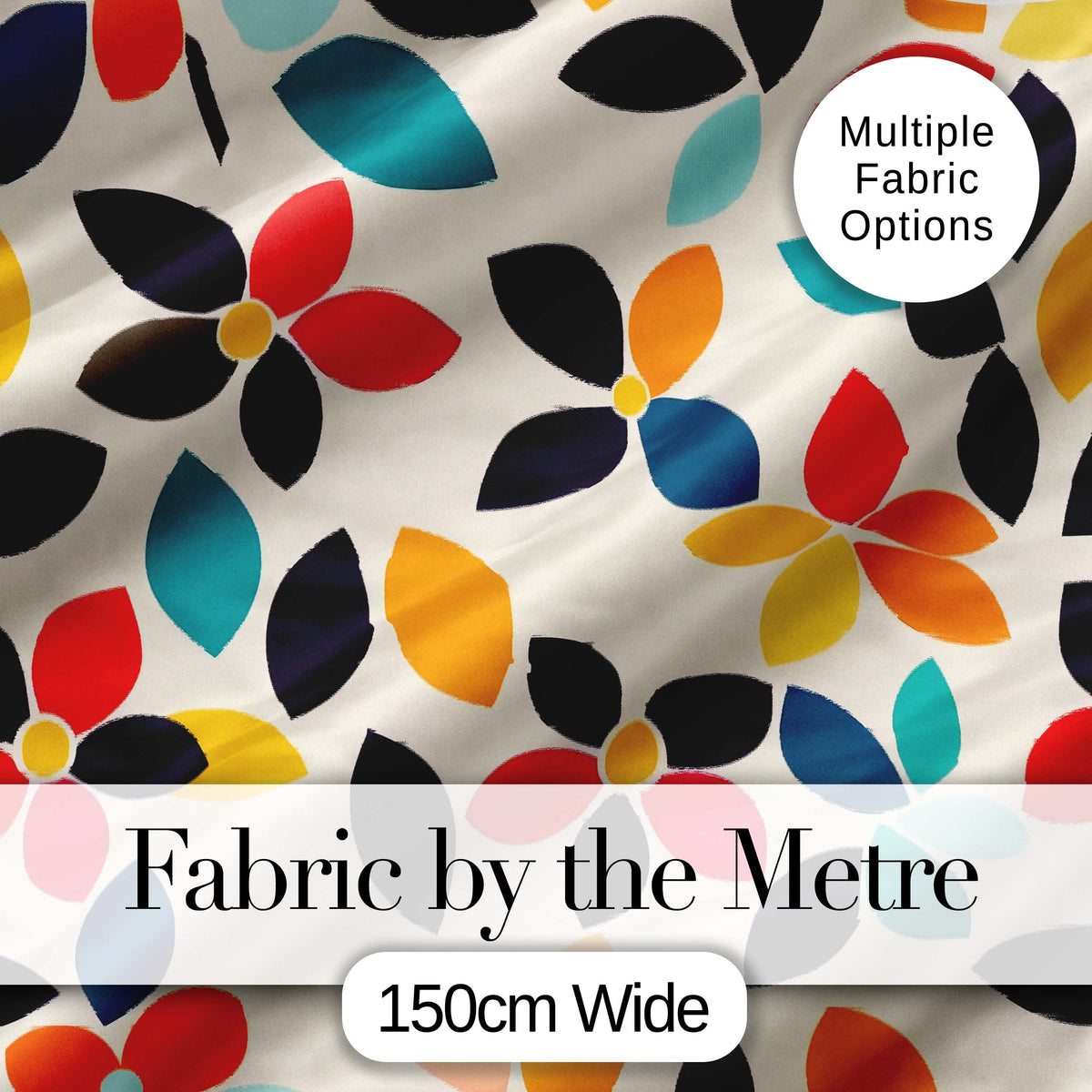 Mid Century Floral Petal Shapes Minimal Modern Seamless Pattern Digital Print Fabric by the Metre UK Sewing Quilting Textile