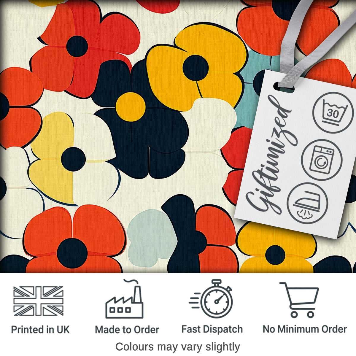 Bold Pop Art Flowers Large Petals Abstract Seamless Pattern Digital Print Fabric by the Metre UK Sewing Quilting Textile