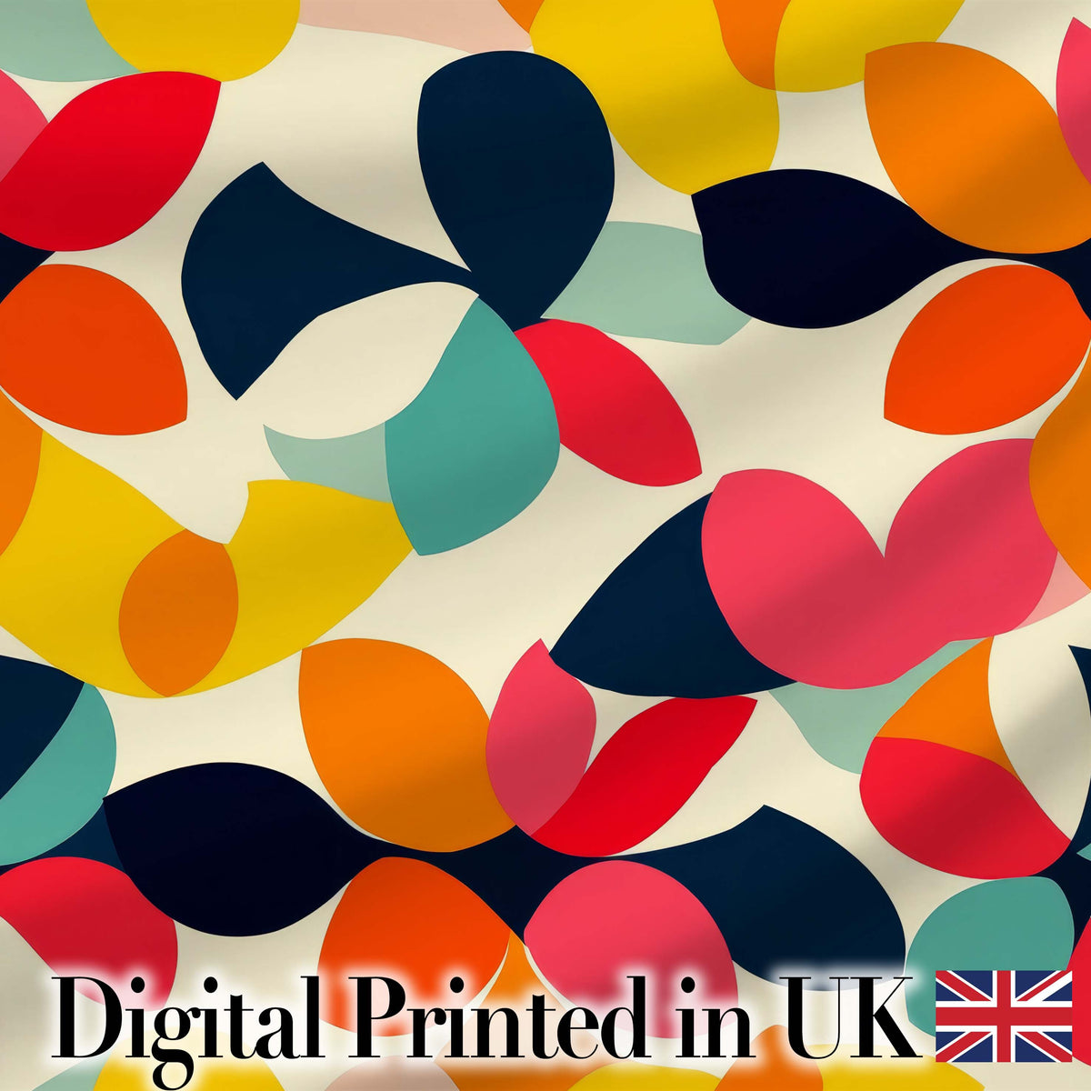 Modern Organic Leaf Shapes Bright Color Minimal Seamless Pattern Digital Print Fabric by the Metre UK Sewing Quilting Textile