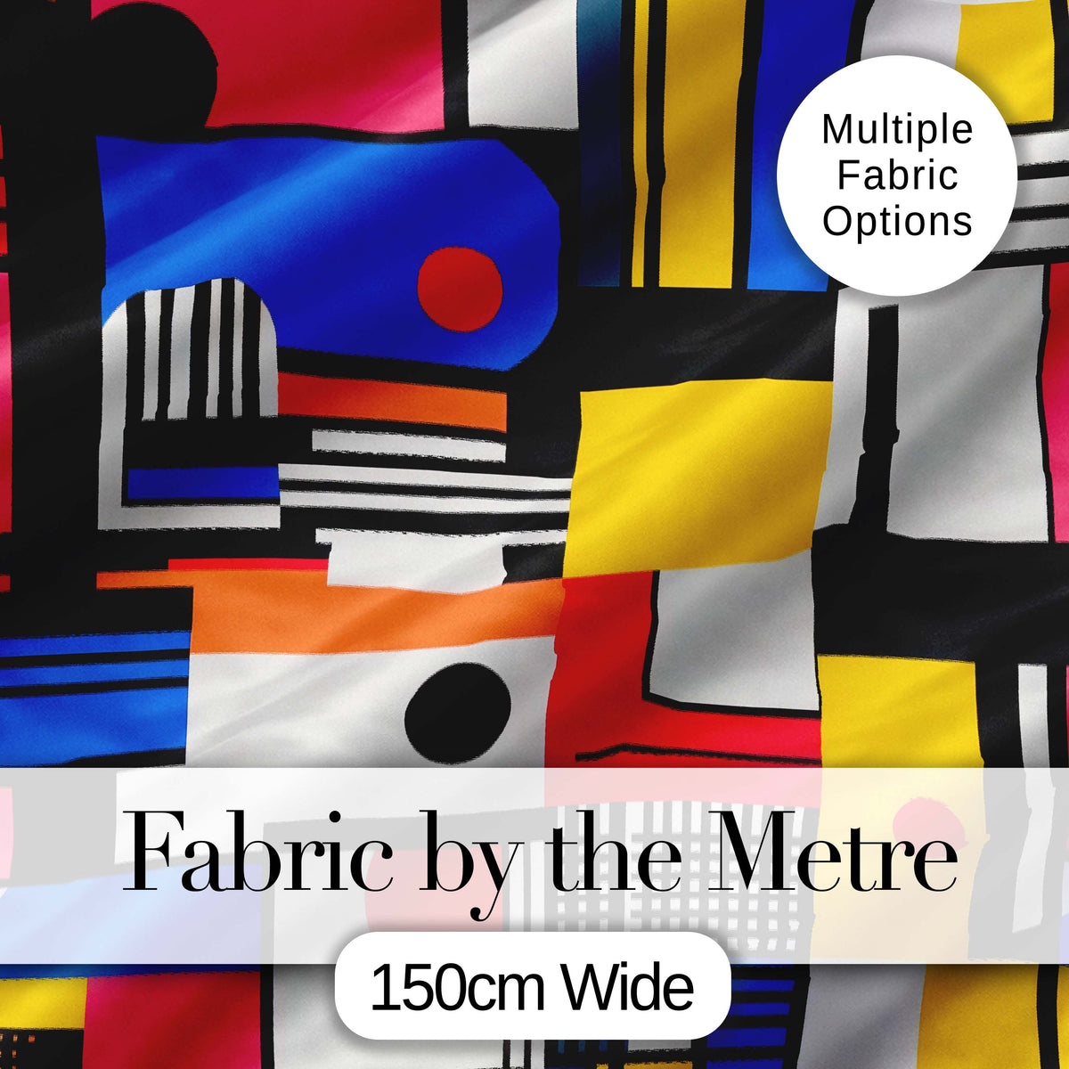 Bauhaus Inspired Abstract Lines Shapes Graphic Seamless Pattern Digital Print Fabric by the Metre UK Sewing Quilting Textile