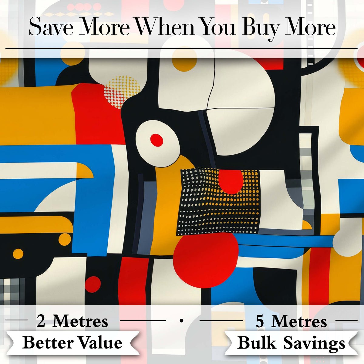 Bold Geometric Abstract Blocks and Circles Modern Seamless Pattern Digital Print Fabric by the Metre UK Sewing Quilting Textile