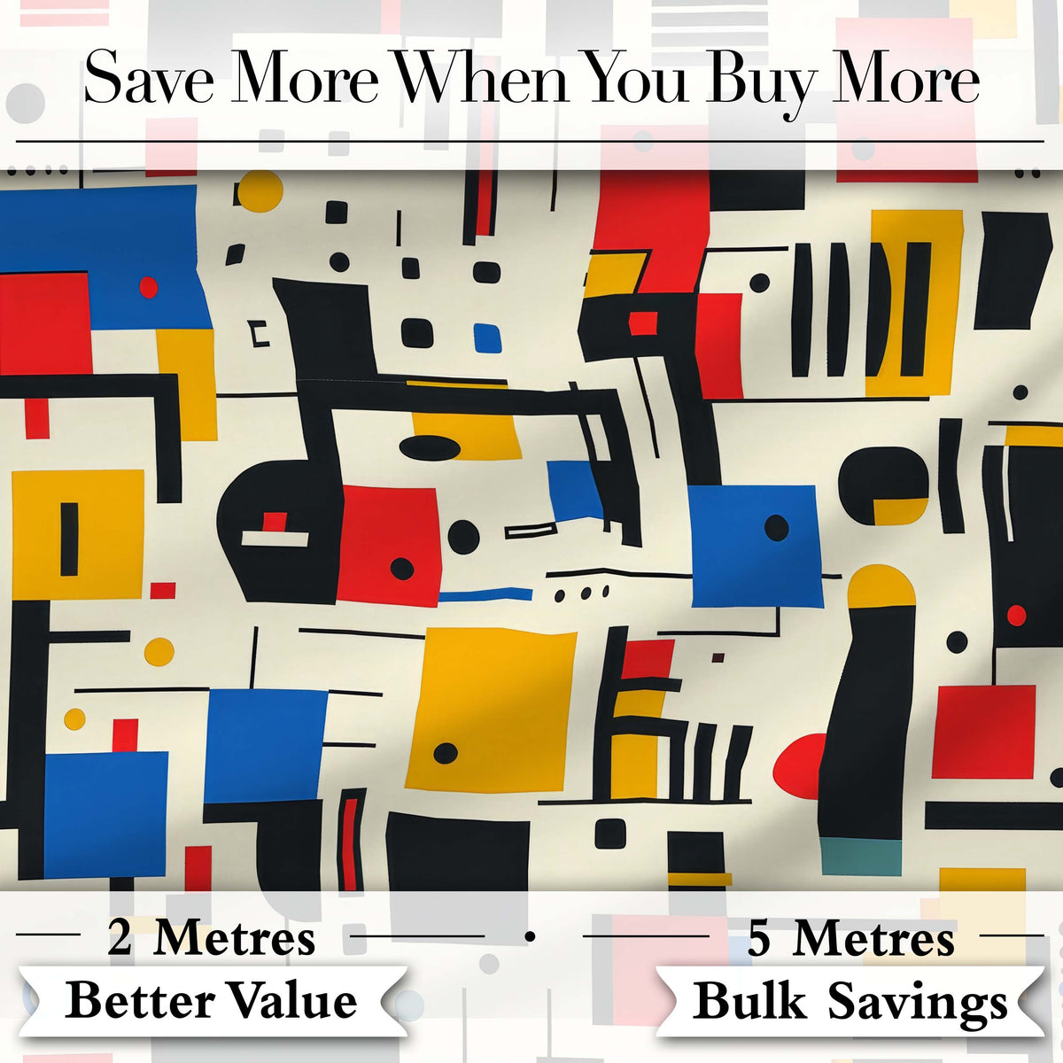 Minimal Abstract Grid Shapes Primary Colors Seamless Pattern Digital Print Fabric by the Metre UK Sewing Quilting Textile