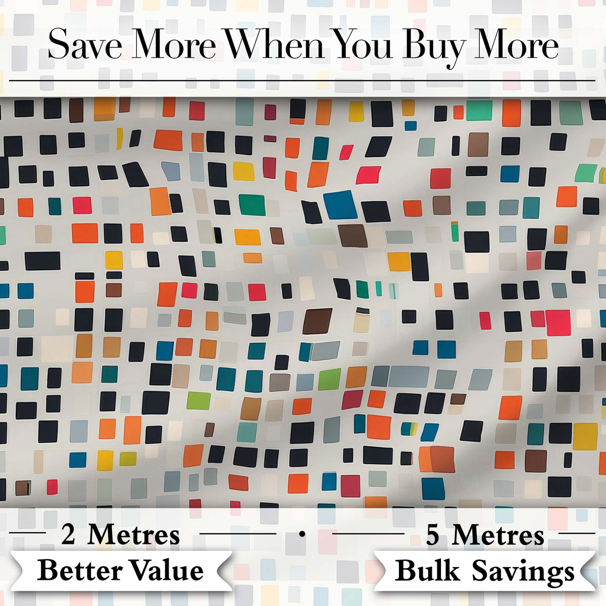 Small Multicolor Tile Squares Dense Abstract Seamless Pattern Digital Print Fabric by the Metre UK Sewing Quilting Textile