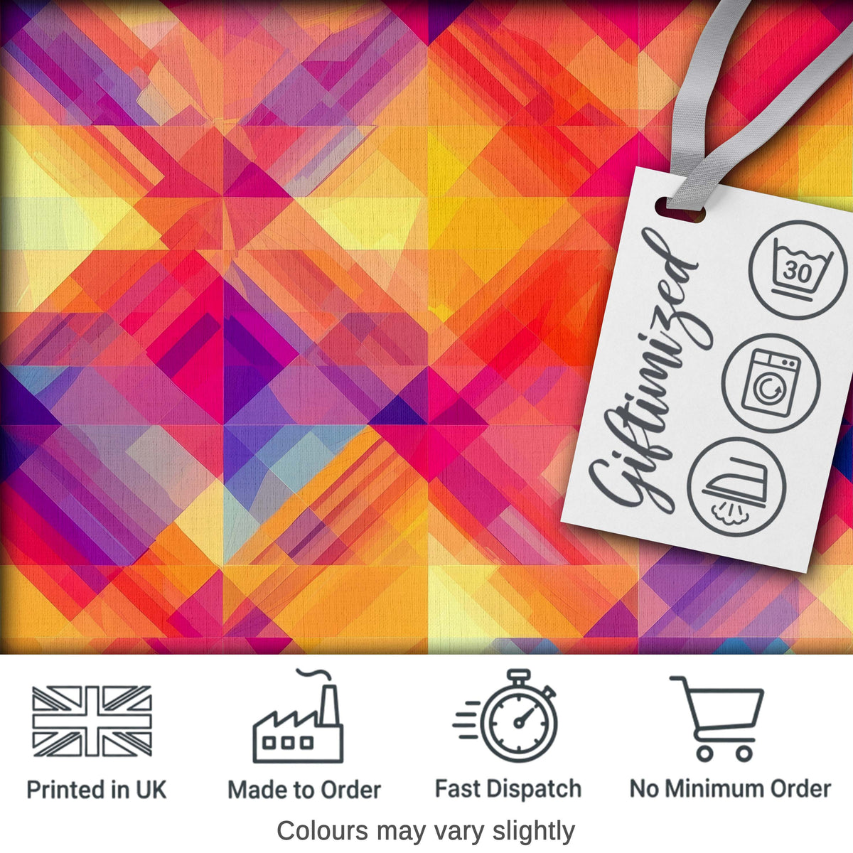 Soft Gradient Polygon Abstract Warm Color Seamless Pattern Digital Print Fabric by the Metre UK Sewing Quilting Textile