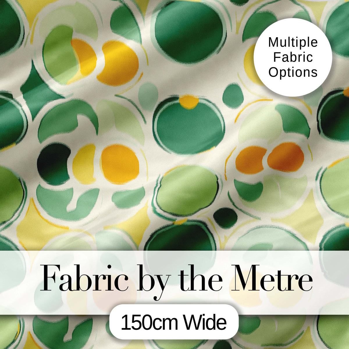 Soft Green Organic Shapes Abstract Botanical Seamless Pattern Digital Print Fabric by the Metre UK Sewing Quilting Textile