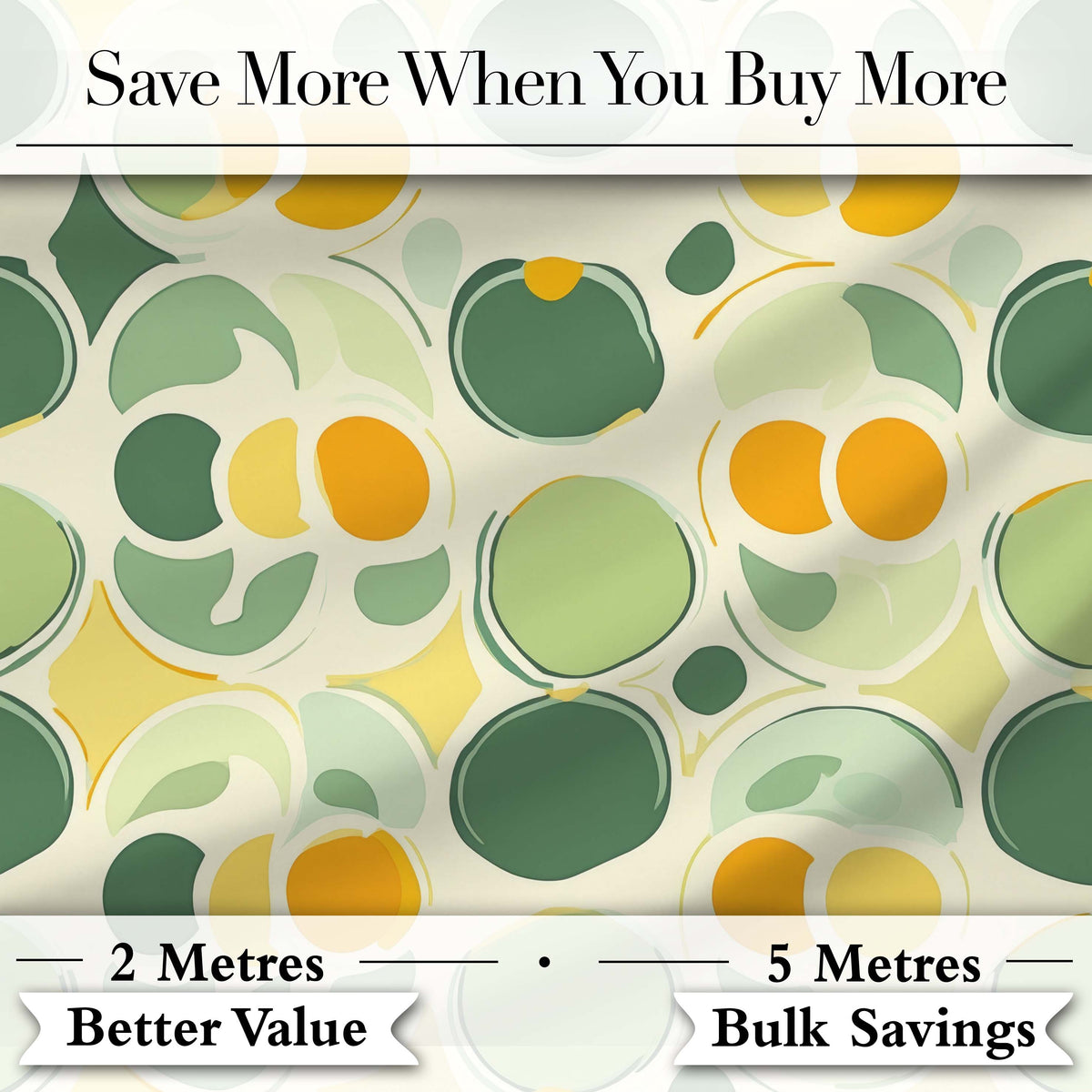 Soft Green Organic Shapes Abstract Botanical Seamless Pattern Digital Print Fabric by the Metre UK Sewing Quilting Textile