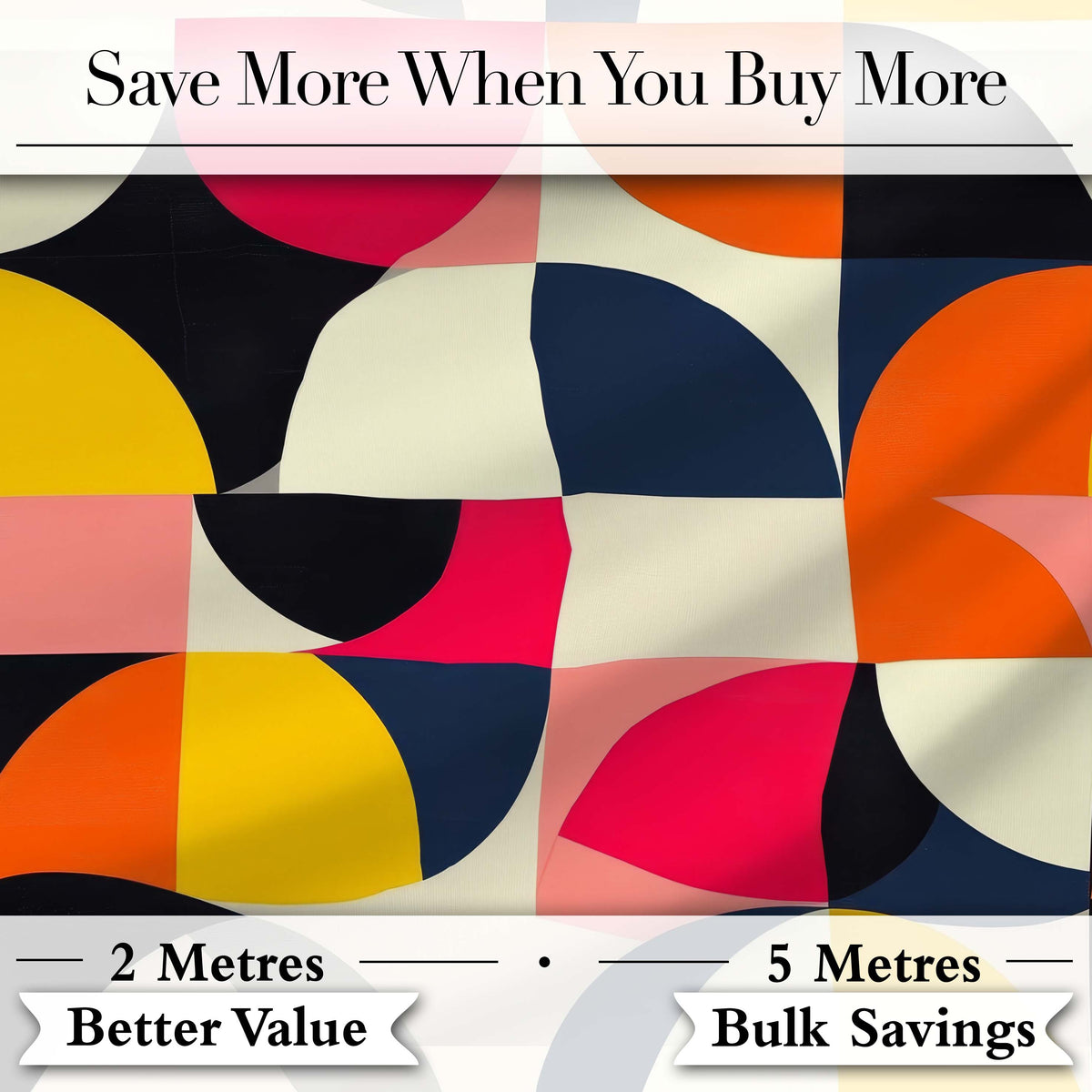 Bold Mid Century Abstract Curved Shapes Color Block Seamless Pattern Digital Print Fabric by the Metre UK Sewing Quilting Textile