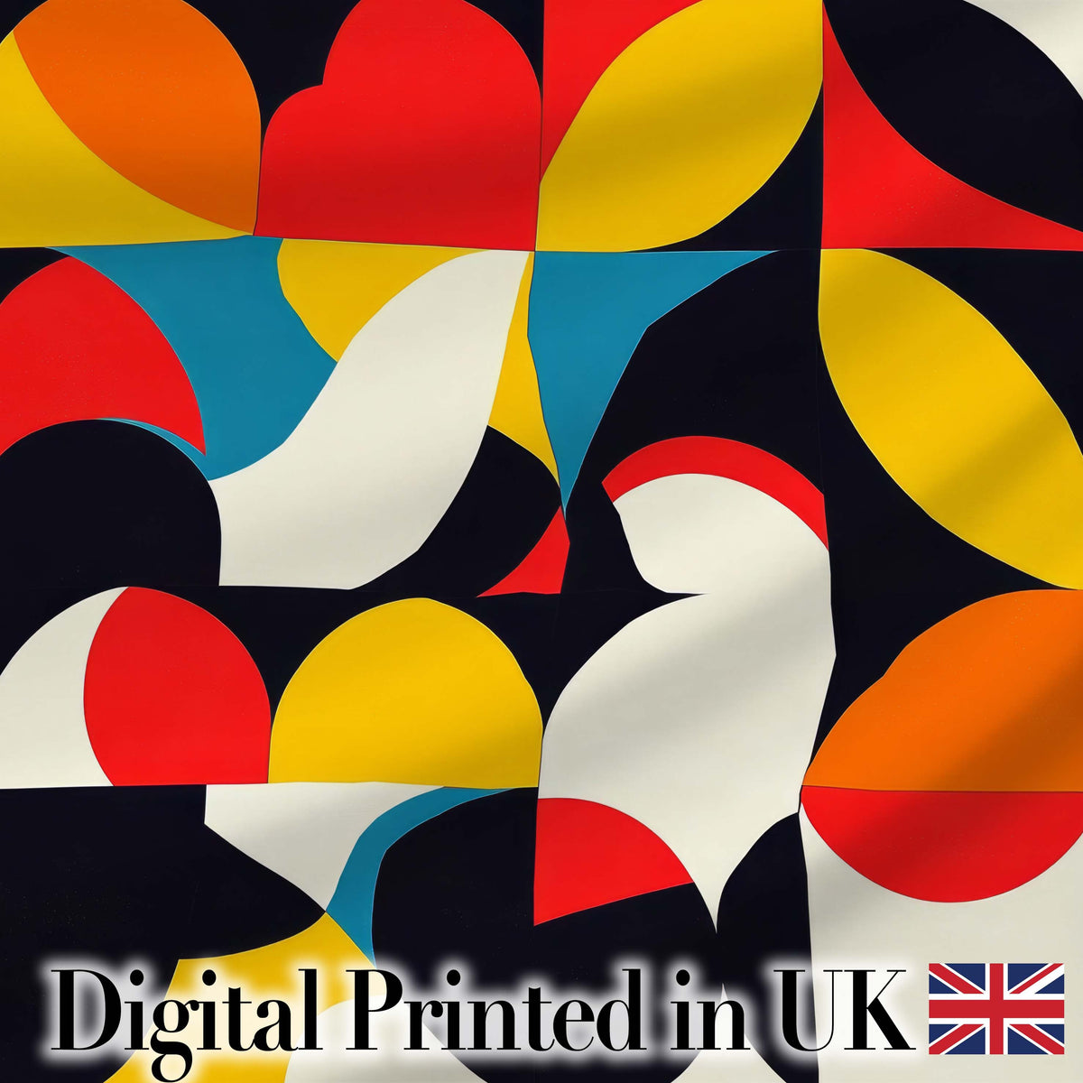 Colorful Abstract Petal Shapes Geometric Floral Seamless Pattern Digital Print Fabric by the Metre UK Sewing Quilting Textile