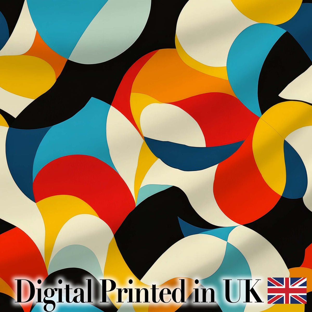 Bold Abstract Organic Shapes Colorful Modern Seamless Pattern Digital Print Fabric by the Metre UK Sewing Quilting Textile