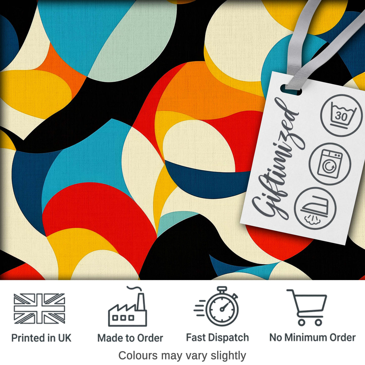 Bold Abstract Organic Shapes Colorful Modern Seamless Pattern Digital Print Fabric by the Metre UK Sewing Quilting Textile