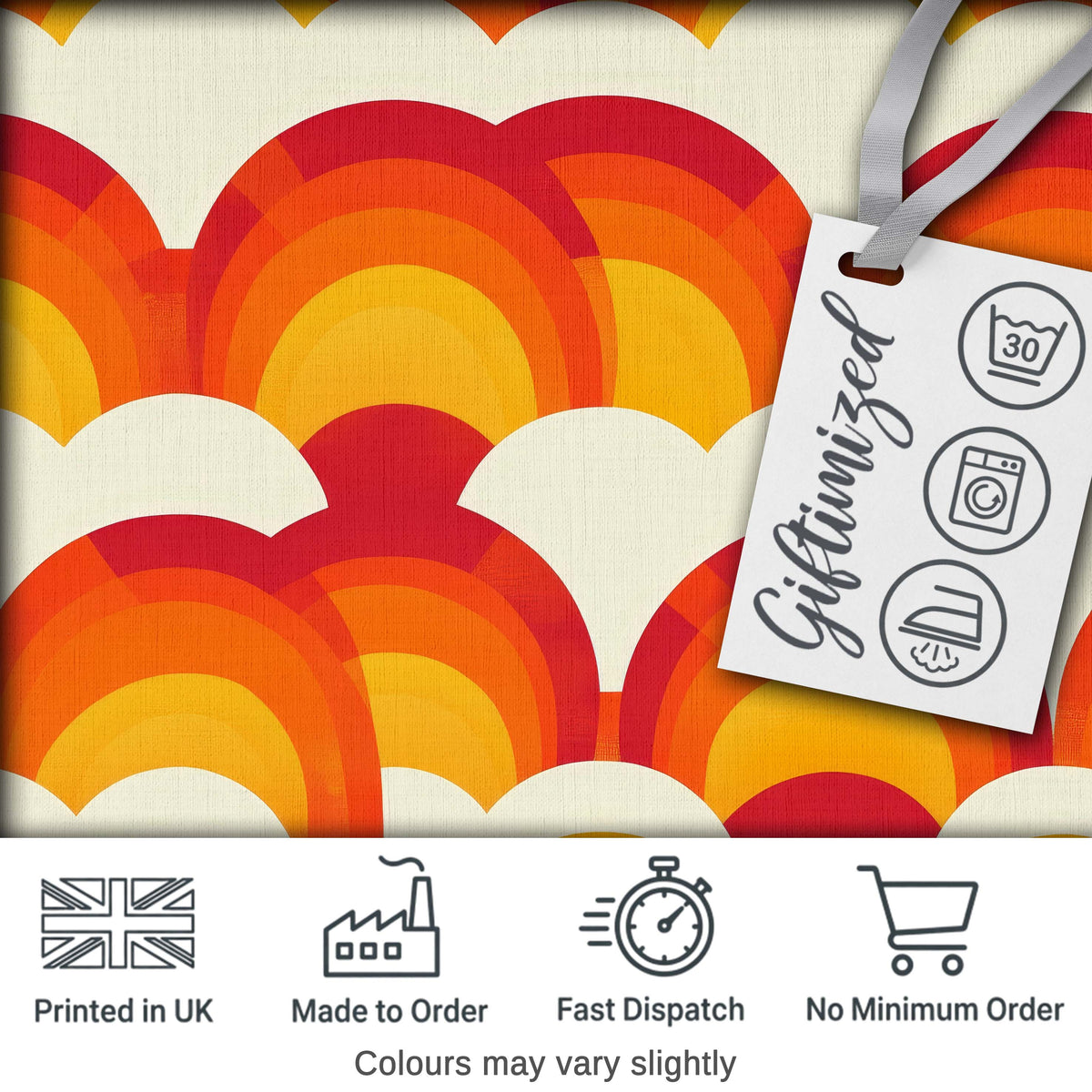Rainbow Arch Layered Scallop Pattern Seamless Pattern Digital Print Fabric by the Metre UK Sewing Quilting Textile