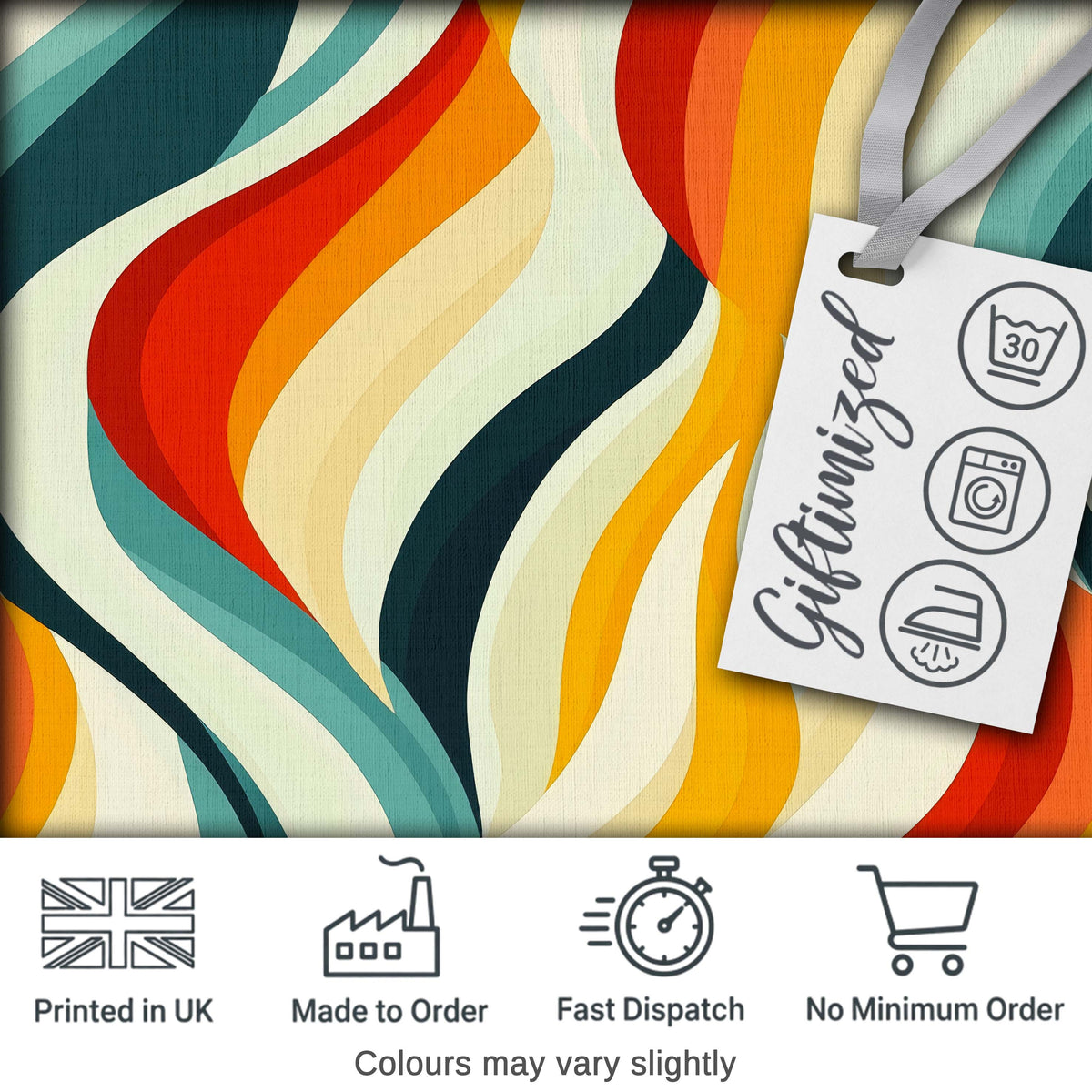 Wavy Stripes Color Flow Abstract Pattern Seamless Pattern Digital Print Fabric by the Metre UK Sewing Quilting Textile