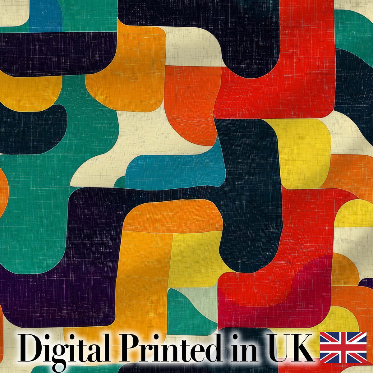Abstract Mid Century Geometric Blocks Texture Pattern Seamless Pattern Digital Print Fabric by the Metre UK Sewing Quilting Textile