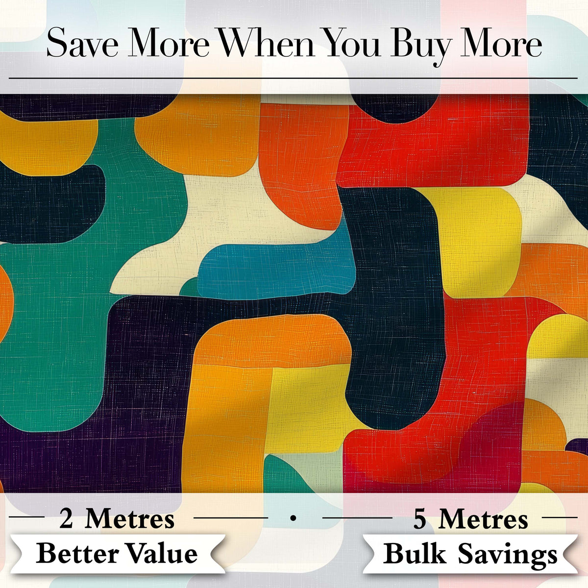 Abstract Mid Century Geometric Blocks Texture Pattern Seamless Pattern Digital Print Fabric by the Metre UK Sewing Quilting Textile