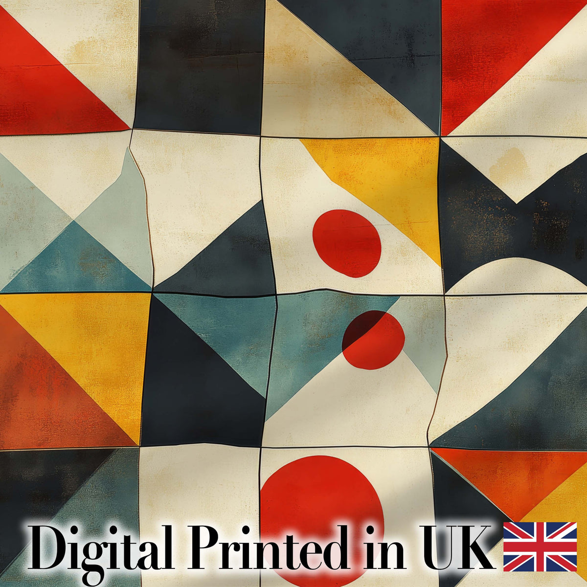 Mid Century Triangle Geometric Abstract Pattern Seamless Pattern Digital Print Fabric by the Metre UK Sewing Quilting Textile