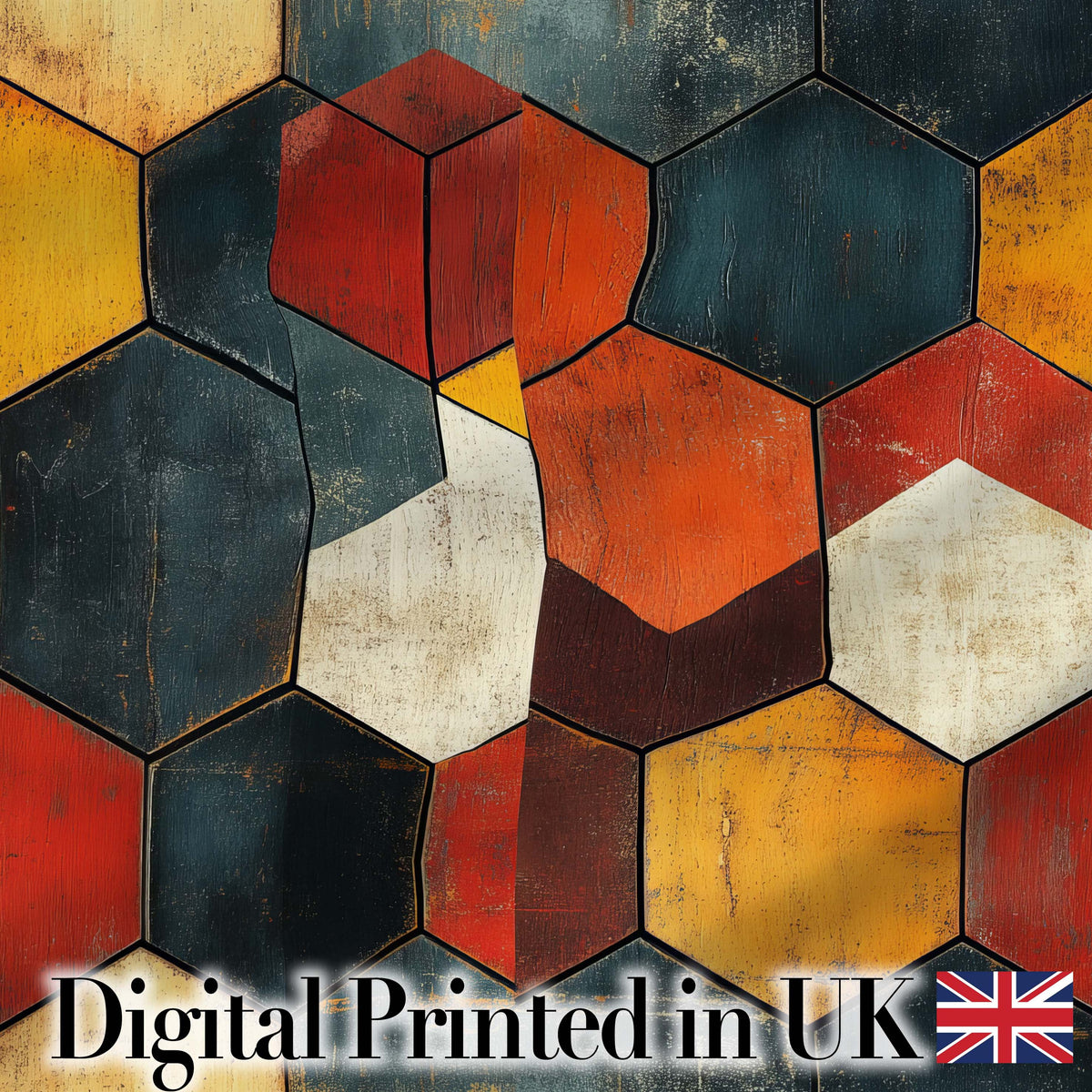 Rustic Hexagon Geometric Texture Pattern Seamless Pattern Digital Print Fabric by the Metre UK Sewing Quilting Textile