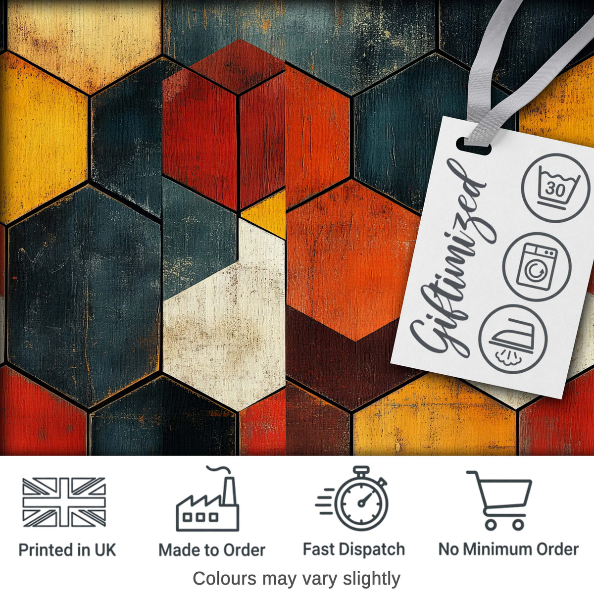 Rustic Hexagon Geometric Texture Pattern Seamless Pattern Digital Print Fabric by the Metre UK Sewing Quilting Textile
