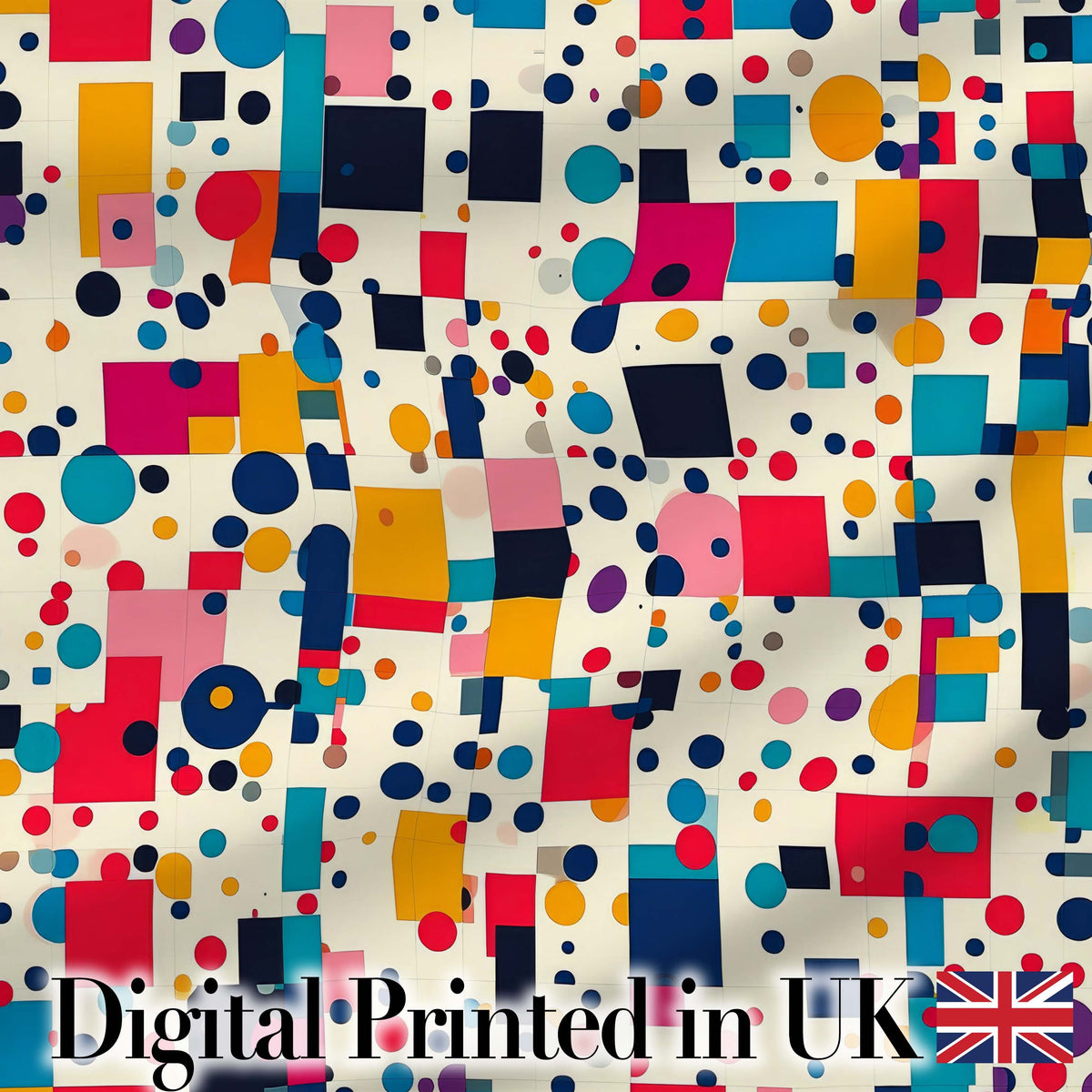 Playful Colorful Geometric Dots and Squares Abstract Pattern Seamless Pattern Digital Print Fabric by the Metre UK Sewing Quilting Textile