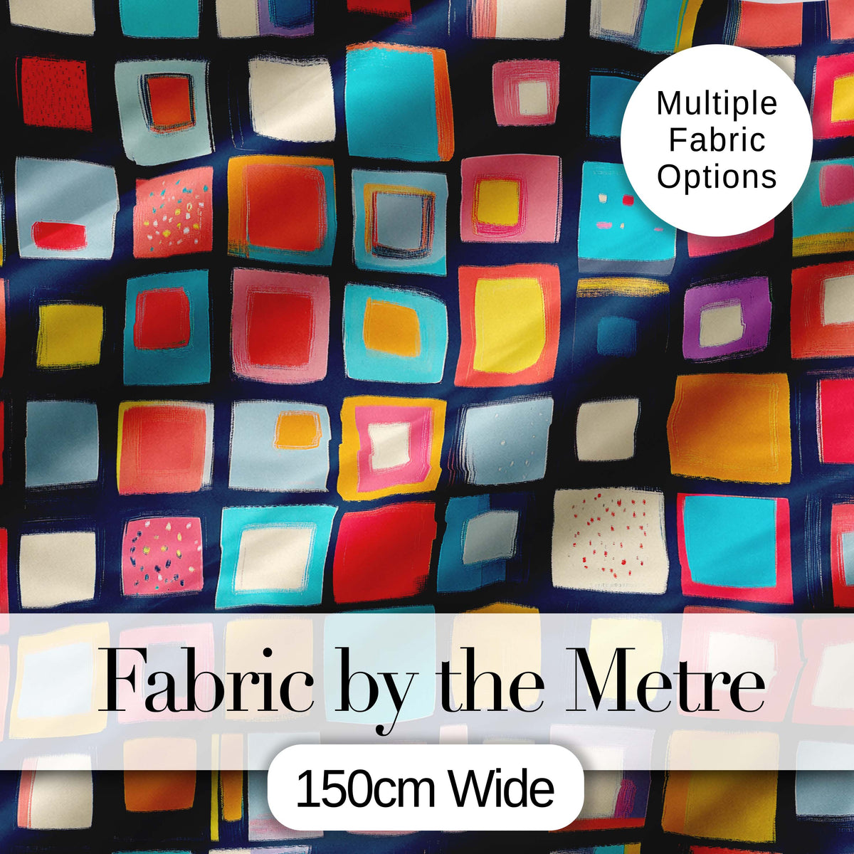 Colorful Abstract Square Mosaic Pattern Seamless Pattern Digital Print Fabric by the Metre UK Sewing Quilting Textile