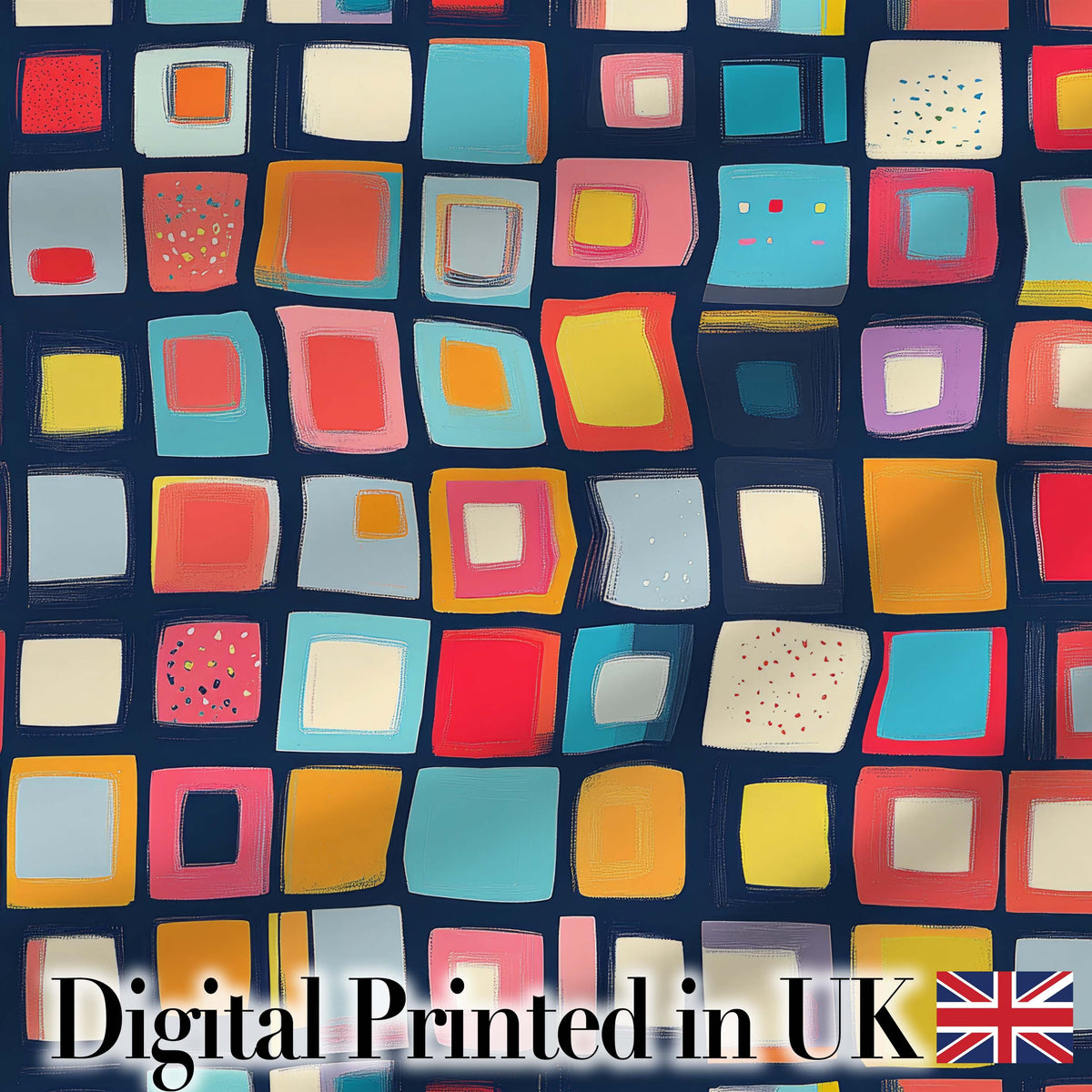 Colorful Abstract Square Mosaic Pattern Seamless Pattern Digital Print Fabric by the Metre UK Sewing Quilting Textile