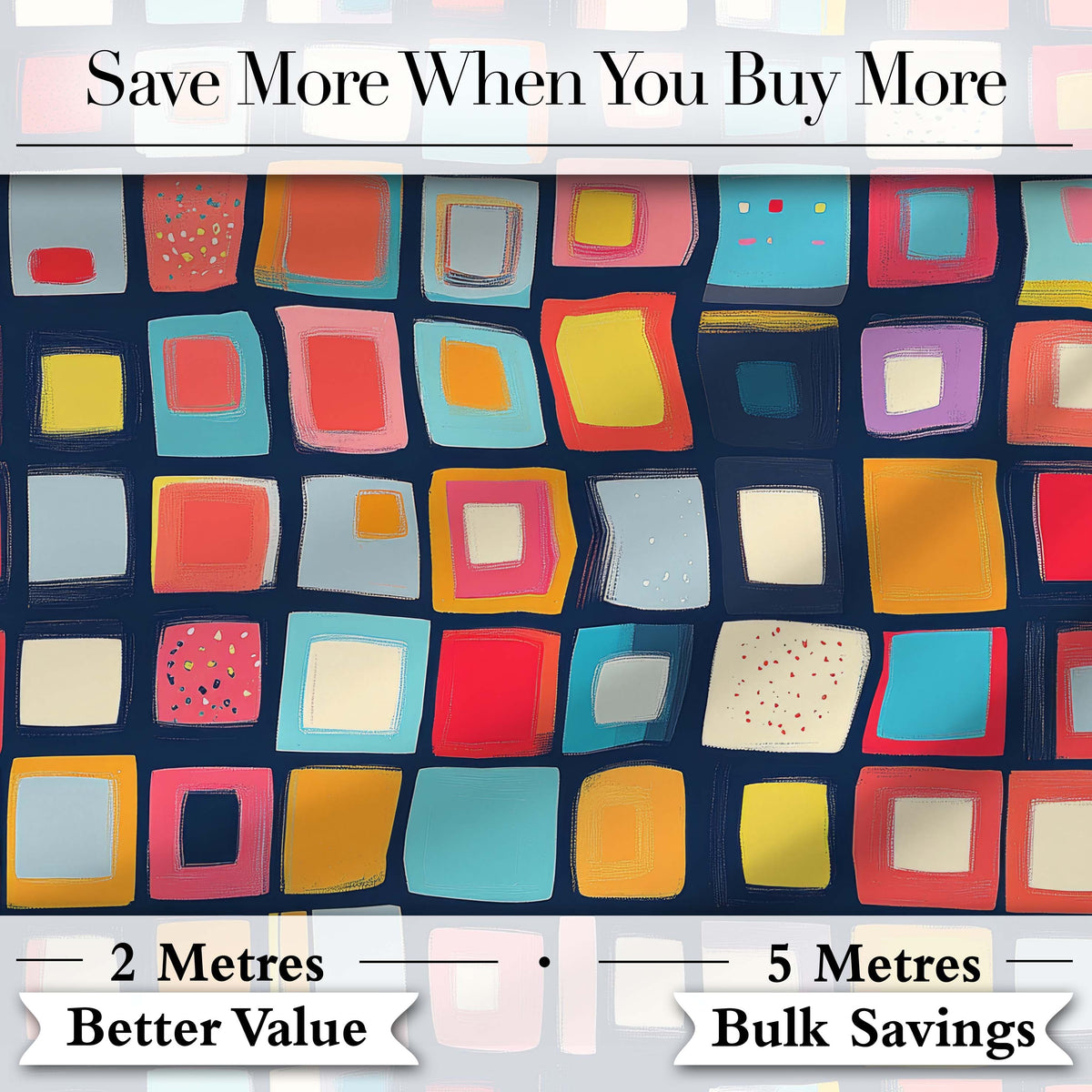 Colorful Abstract Square Mosaic Pattern Seamless Pattern Digital Print Fabric by the Metre UK Sewing Quilting Textile