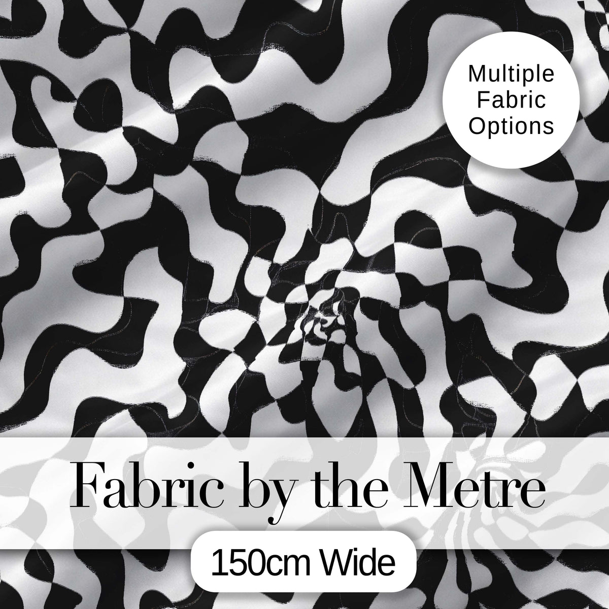 Black White Geometric Maze Abstract Seamless Pattern Digital Print Fabric by the Metre UK Sewing Quilting Textile